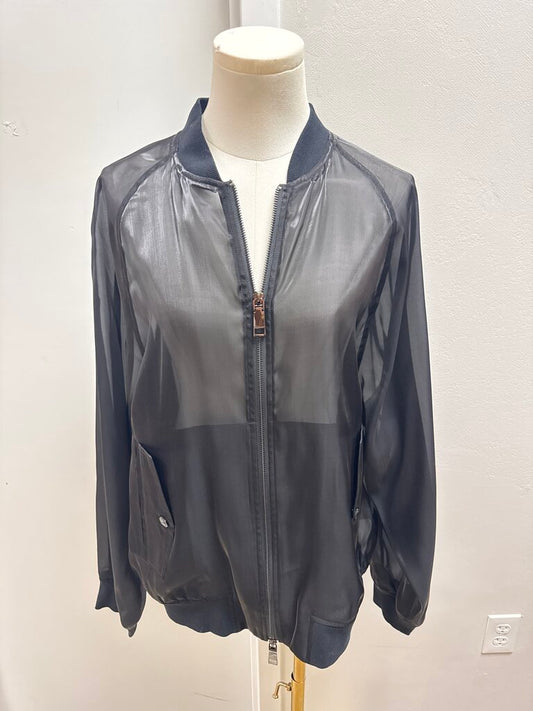 Rebecca Minkoff Black Sheer Bomber Jacket
