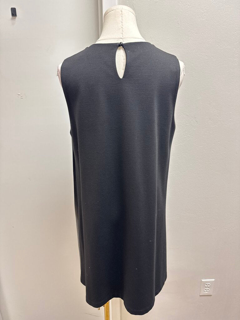 Lauren Vidal Blak Faux Leather Pleated Dress