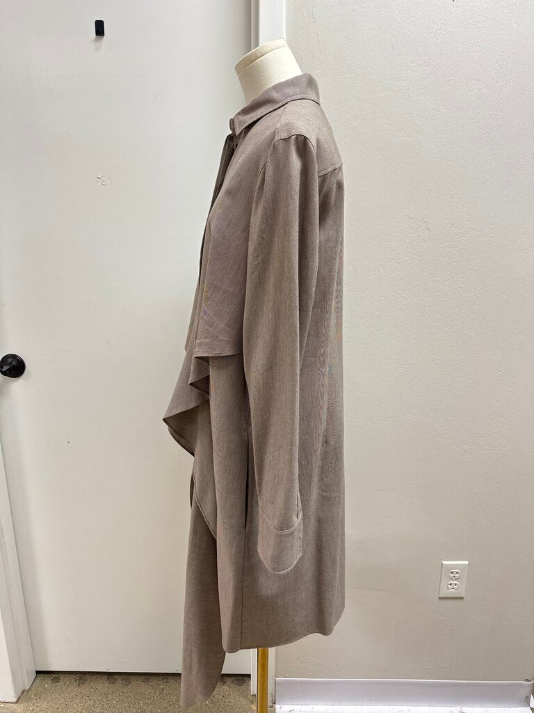 Akris Brown Tie Front Shirt Dress