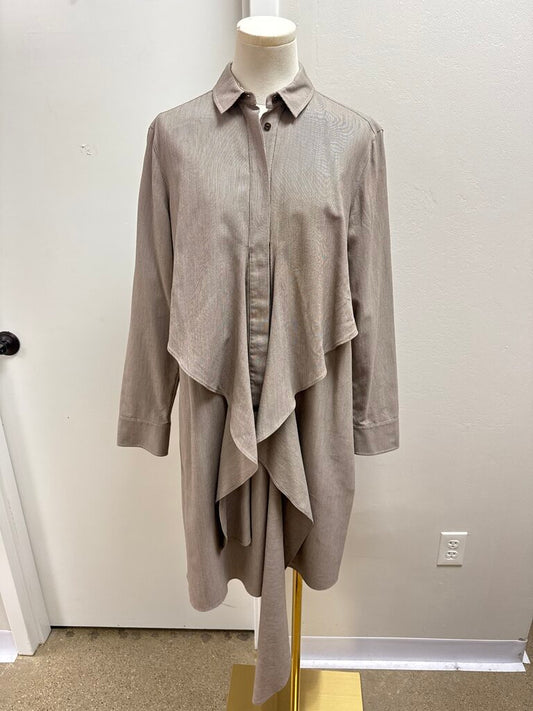 Akris Brown Tie Front Shirt Dress