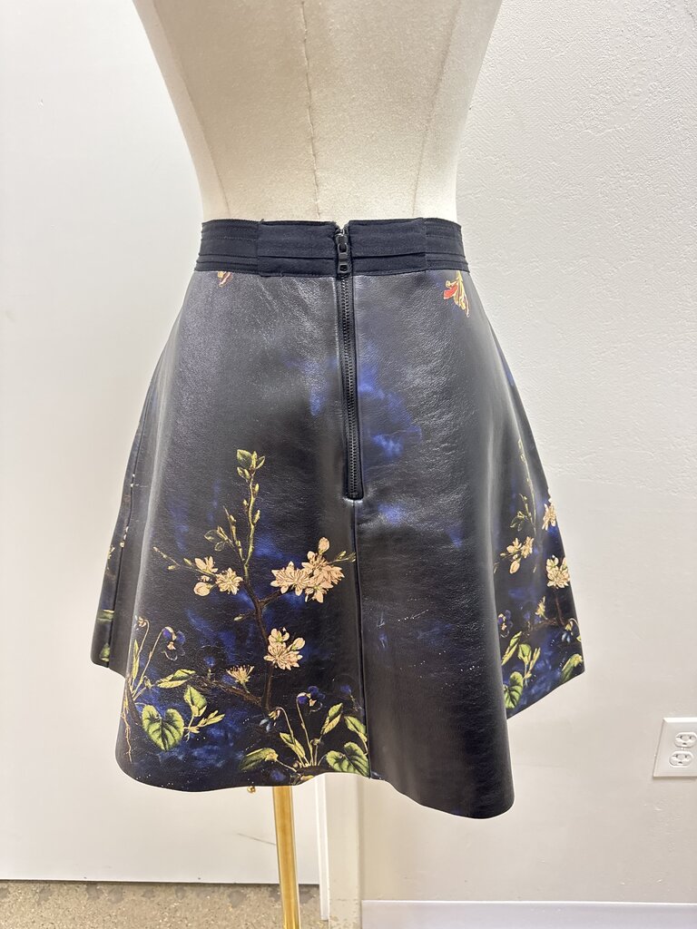 Alice + Olivia Leather Printed Skater Skirt NWT (Originally $880)