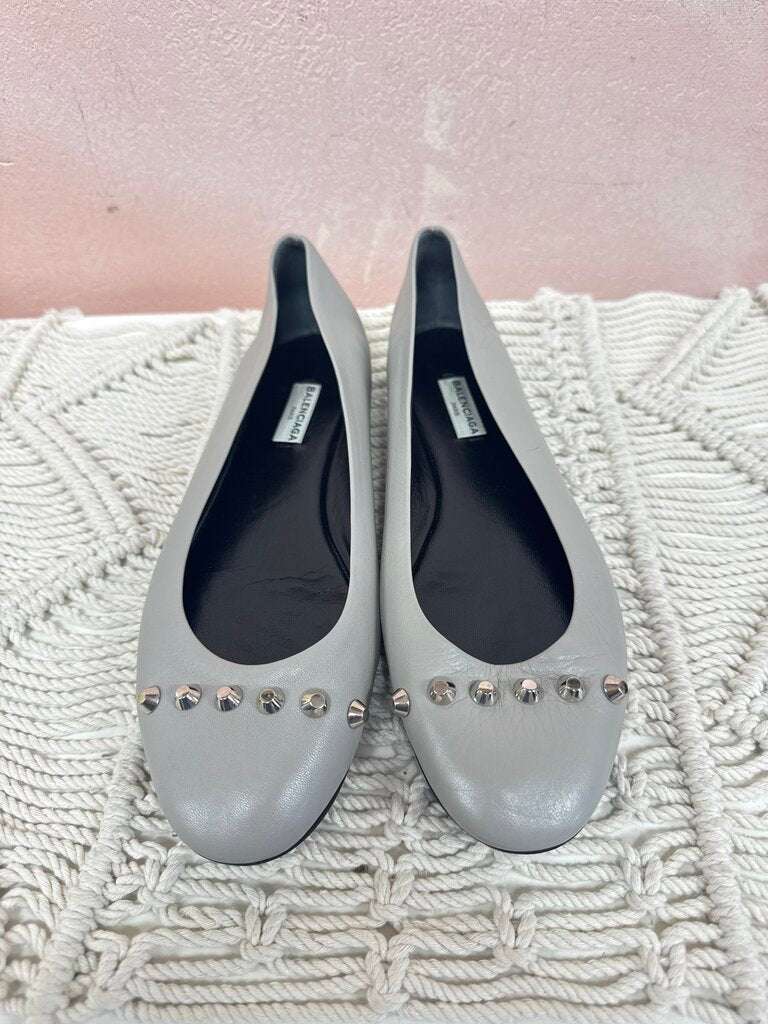Balenciaga Grey Stud Ballet Flat