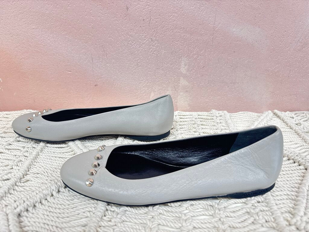 Balenciaga Grey Stud Ballet Flat