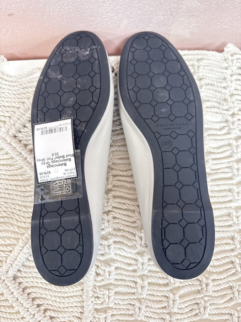 Balenciaga Grey Stud Ballet Flat