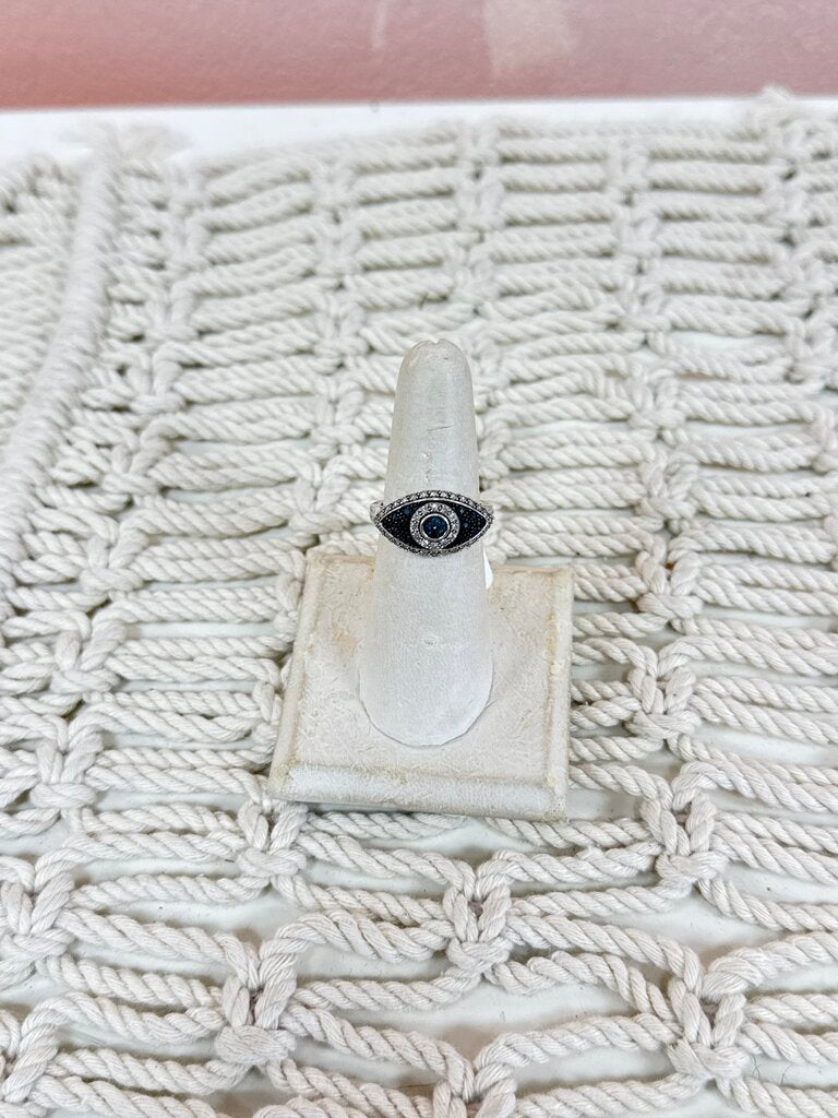 Sterling and Pave Eye Ring