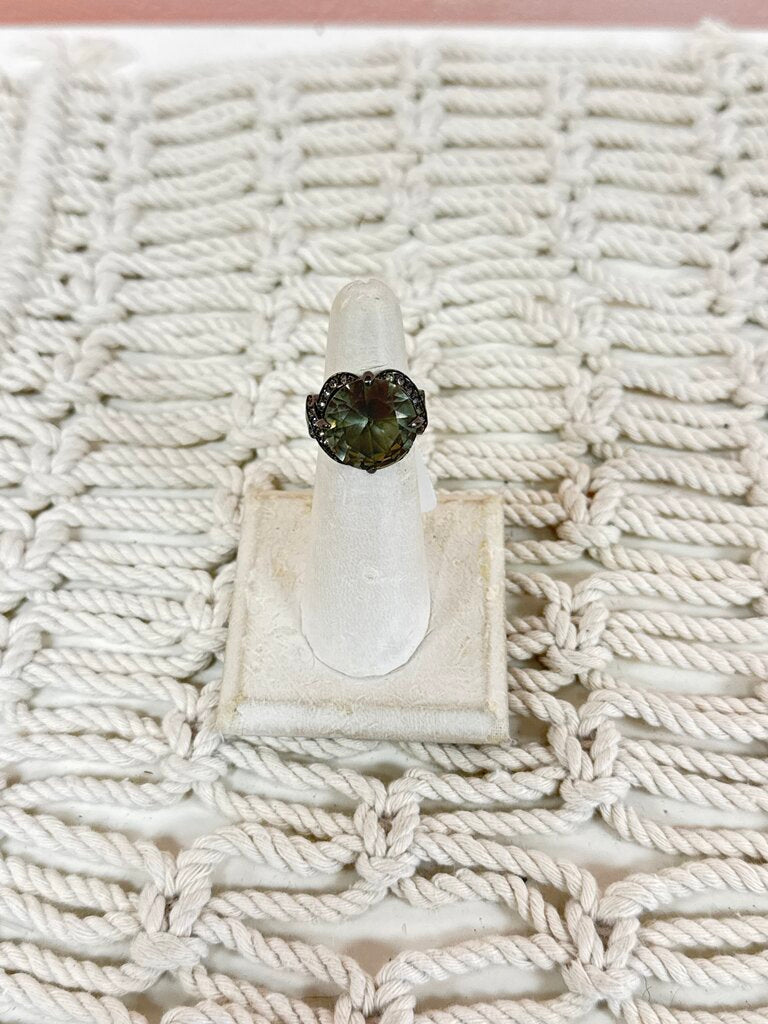 Sterling and Crystal Dome RIng