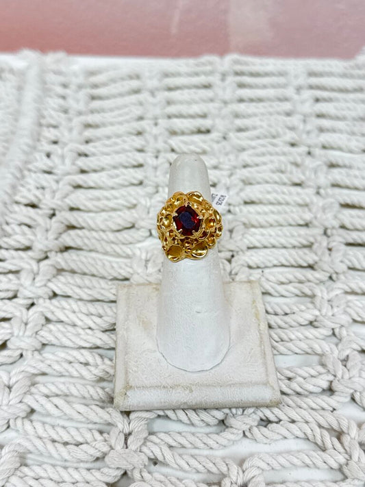 *(16)14k Citrine Brutalist Ring