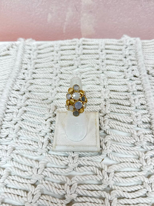 *(25)14k Diopside and Chalcedony Ring