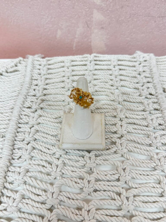*(10)14k Yellow Stone and Turquoise Ring