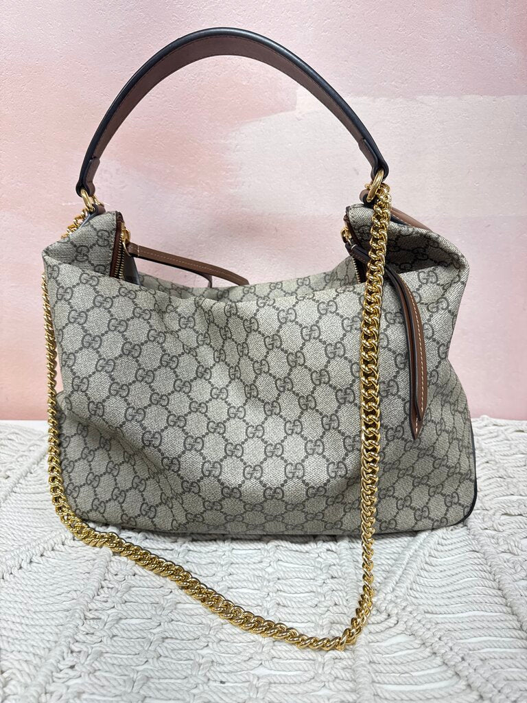 Gucci Monogram Large Linea Hobo w/Dust Bag