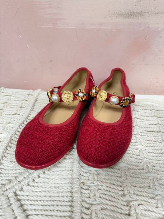 Chanel Red Tweed Mary Jane Flat w/ Dust Bag
