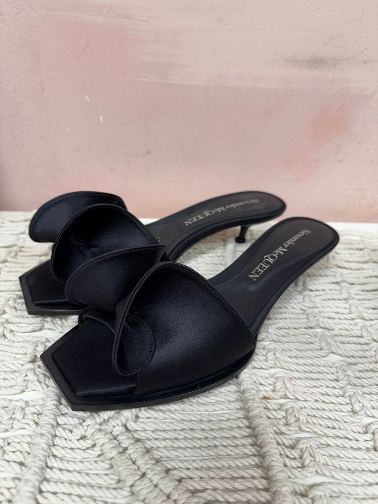 Alexander McQueen Black Silk Micro Mini Heel w/Box