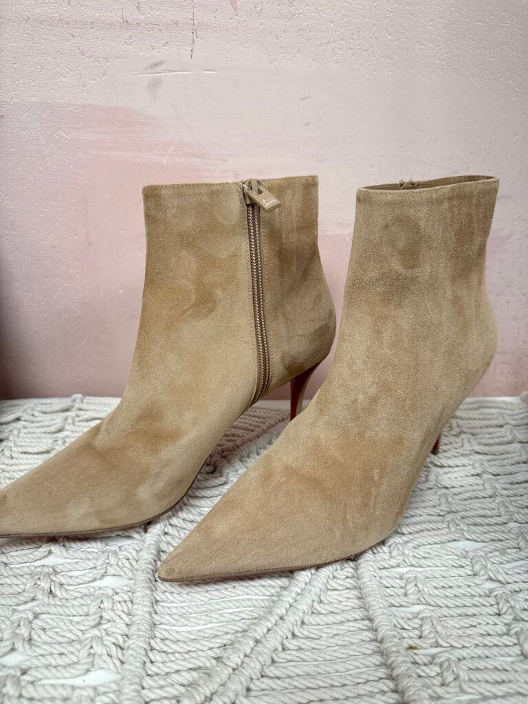 Louboutin Tan Suede Bootie w/Dust Bag