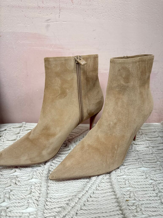 Louboutin Tan Suede Bootie w/Dust Bag