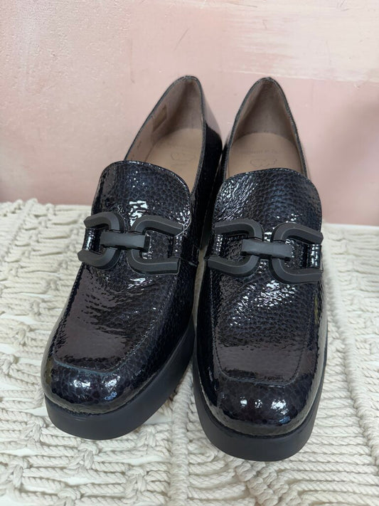 Wonders Black Patent Platform Loafer