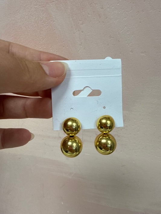 Gold Double Ball Earring