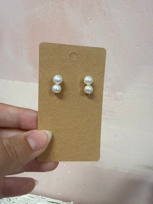 14k and Pearl Double Stud Earring w/Box