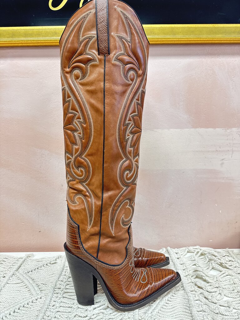 DSquared Brown Tall Cowboy Boot NWT w/Dustbag