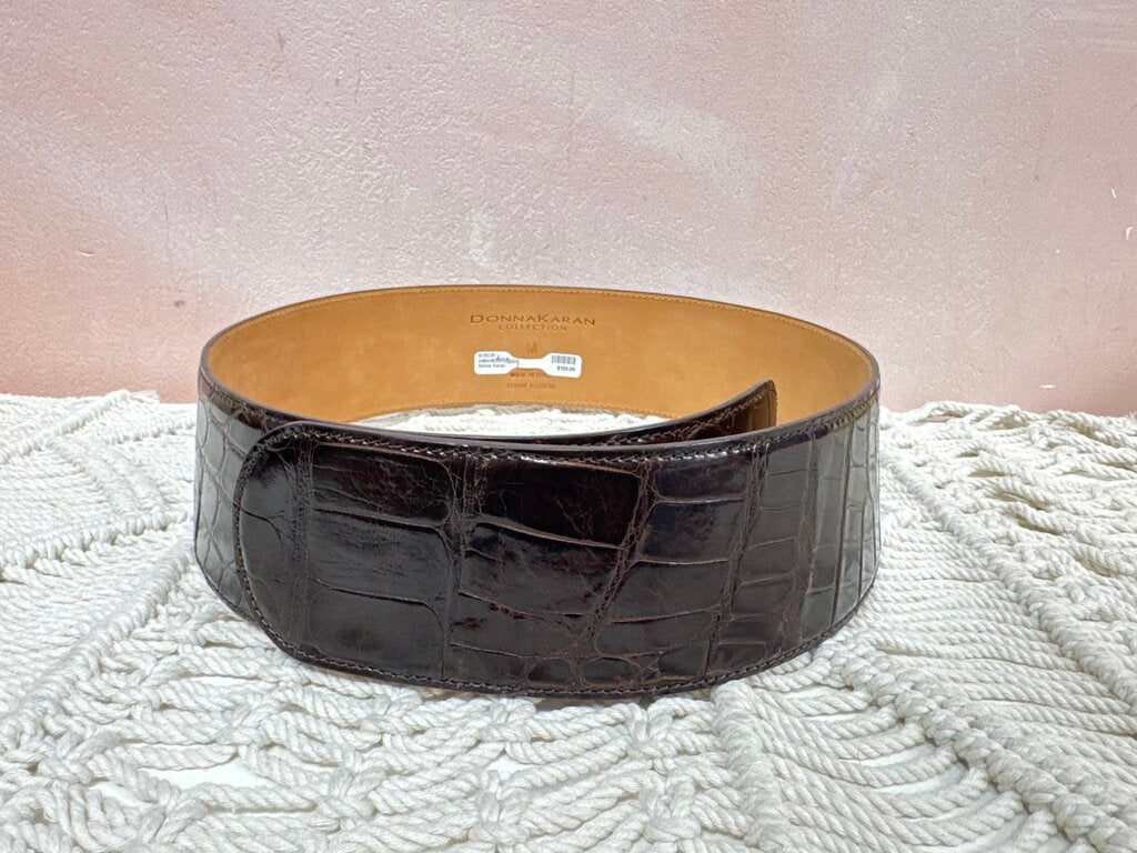 Donna Karan Brown Croc Wide Belt w/Bag