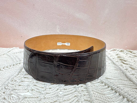 Donna Karan Brown Croc Wide Belt w/Bag