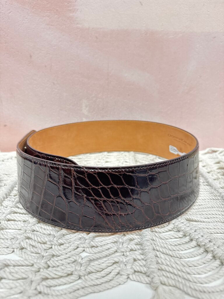 Donna Karan Brown Croc Wide Belt w/Bag