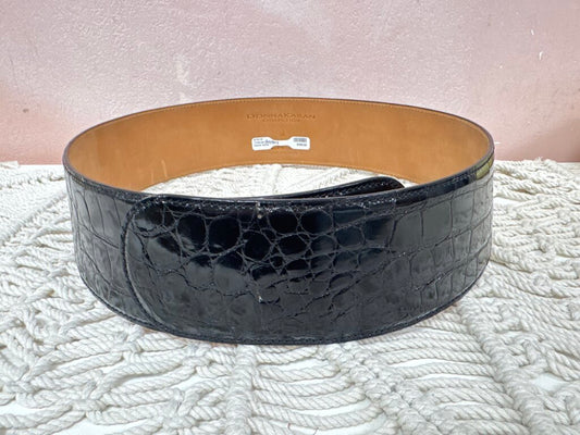 Donna Karan Black Croc Wide Belt w/Bag