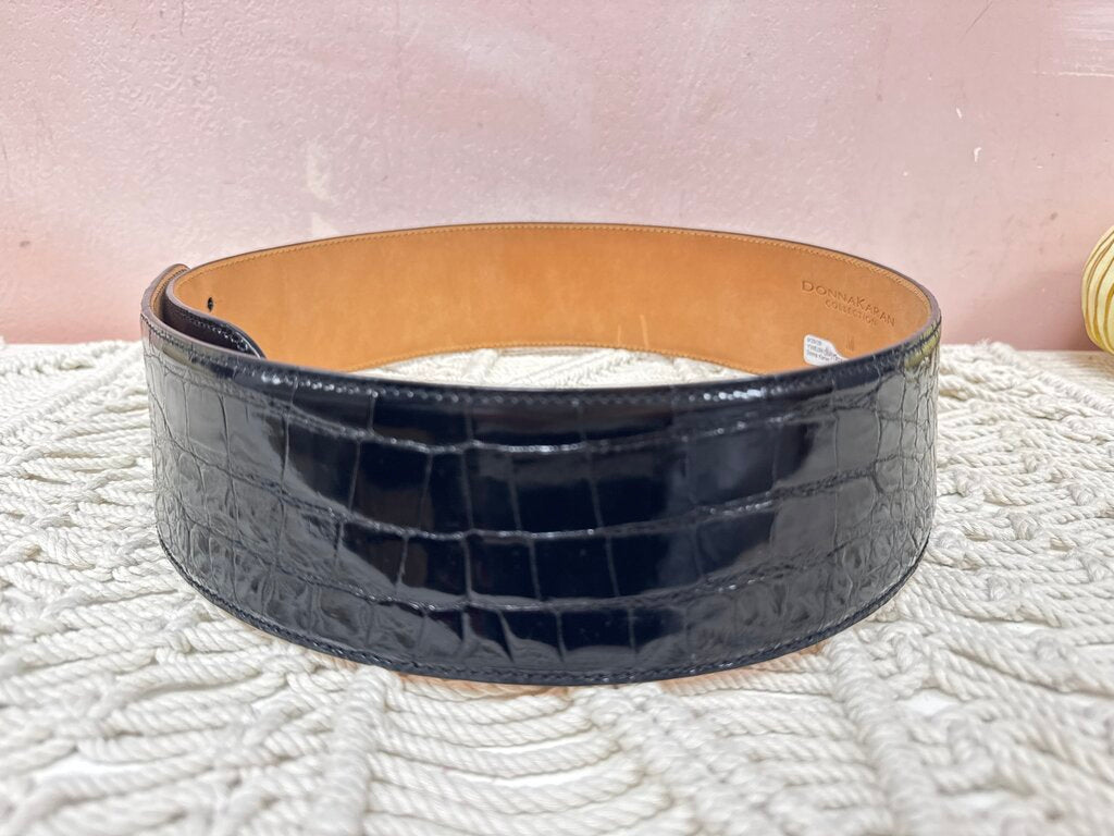 Donna Karan Black Croc Wide Belt w/Bag