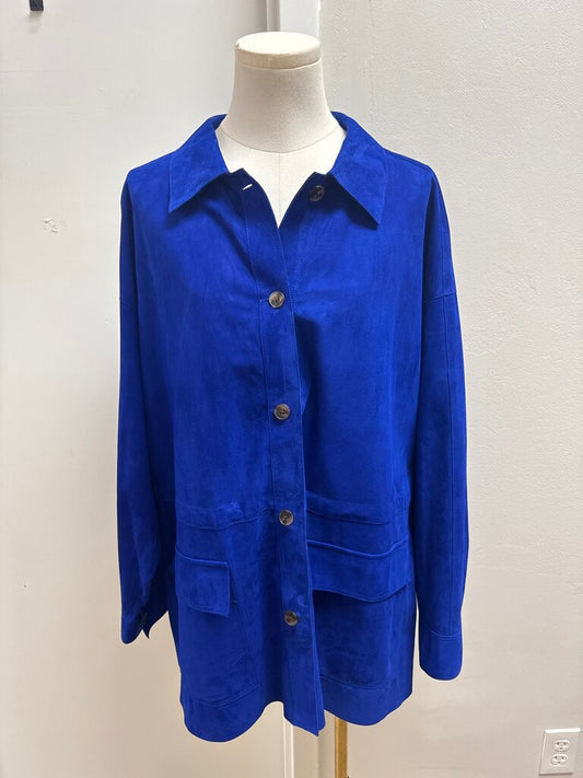 Lafayette 148 Cobalt Suede Shacket