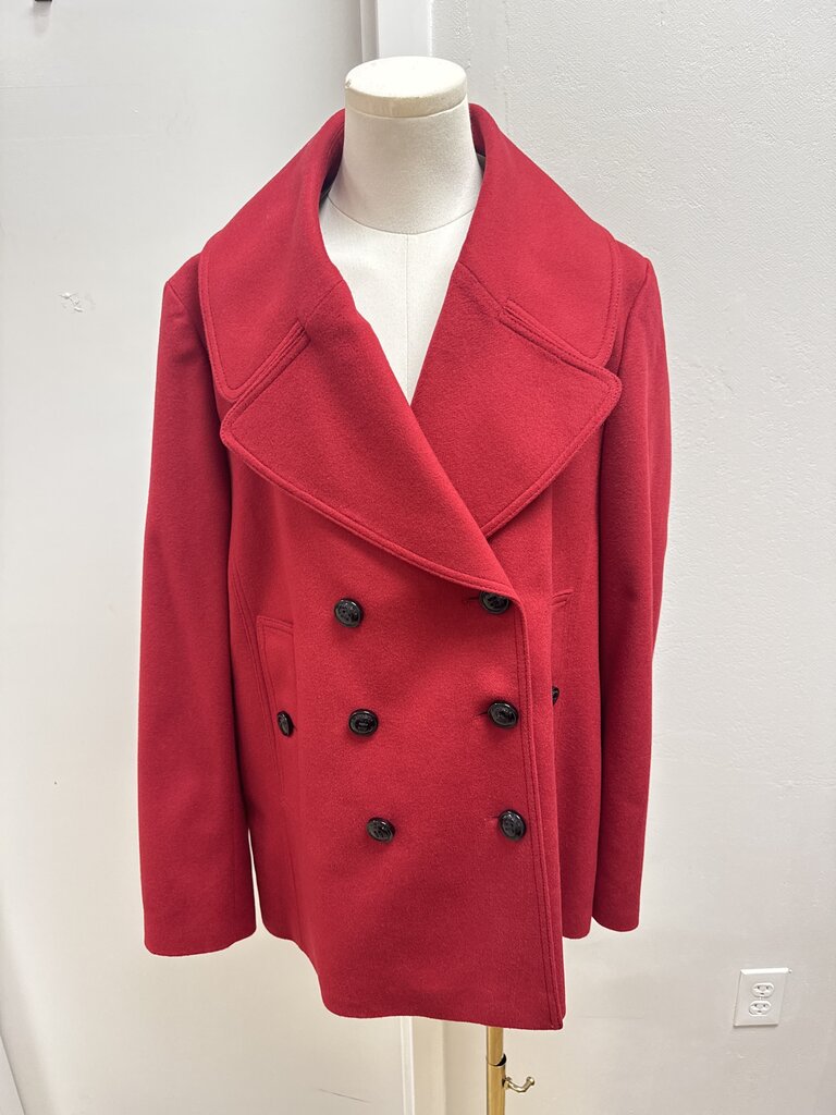 Burberry Red Wool Peacoat NWT