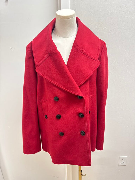 Burberry Red Wool Peacoat NWT