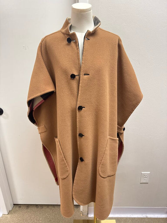Burberry Tan and Nova Check Reversible Poncho