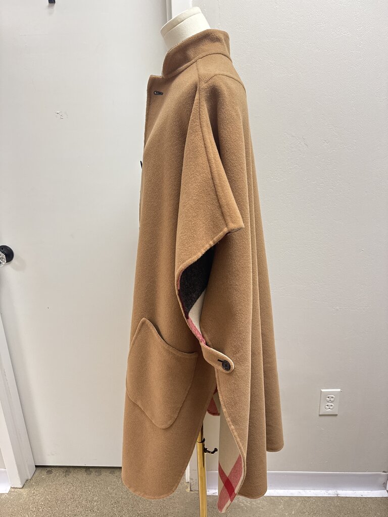 Burberry Tan and Nova Check Reversible Poncho