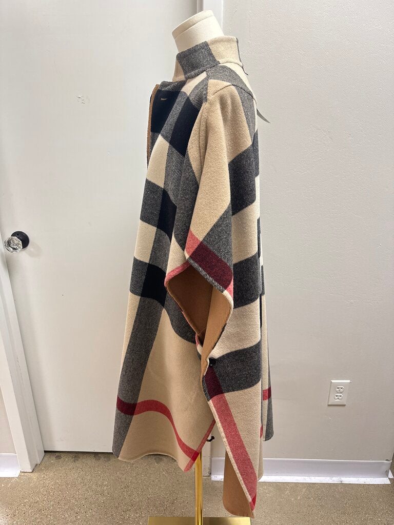 Burberry Tan and Nova Check Reversible Poncho