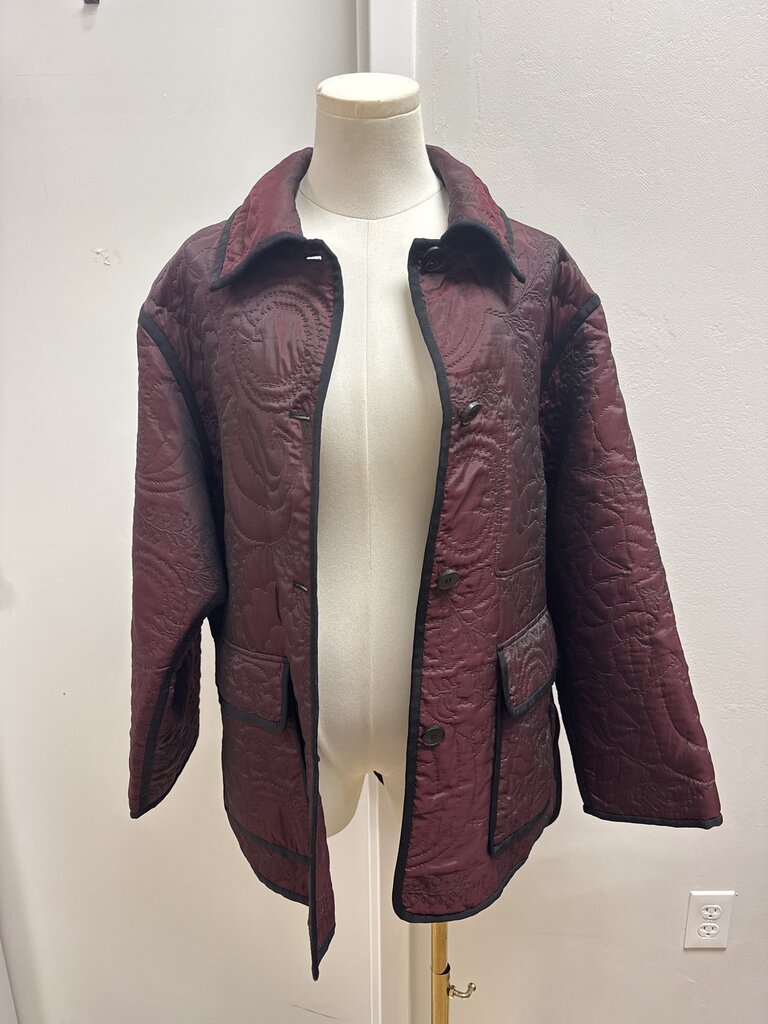 Lafayette 148 Maroon Quilted Barn Jacket
