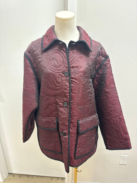 Lafayette 148 Maroon Quilted Barn Jacket