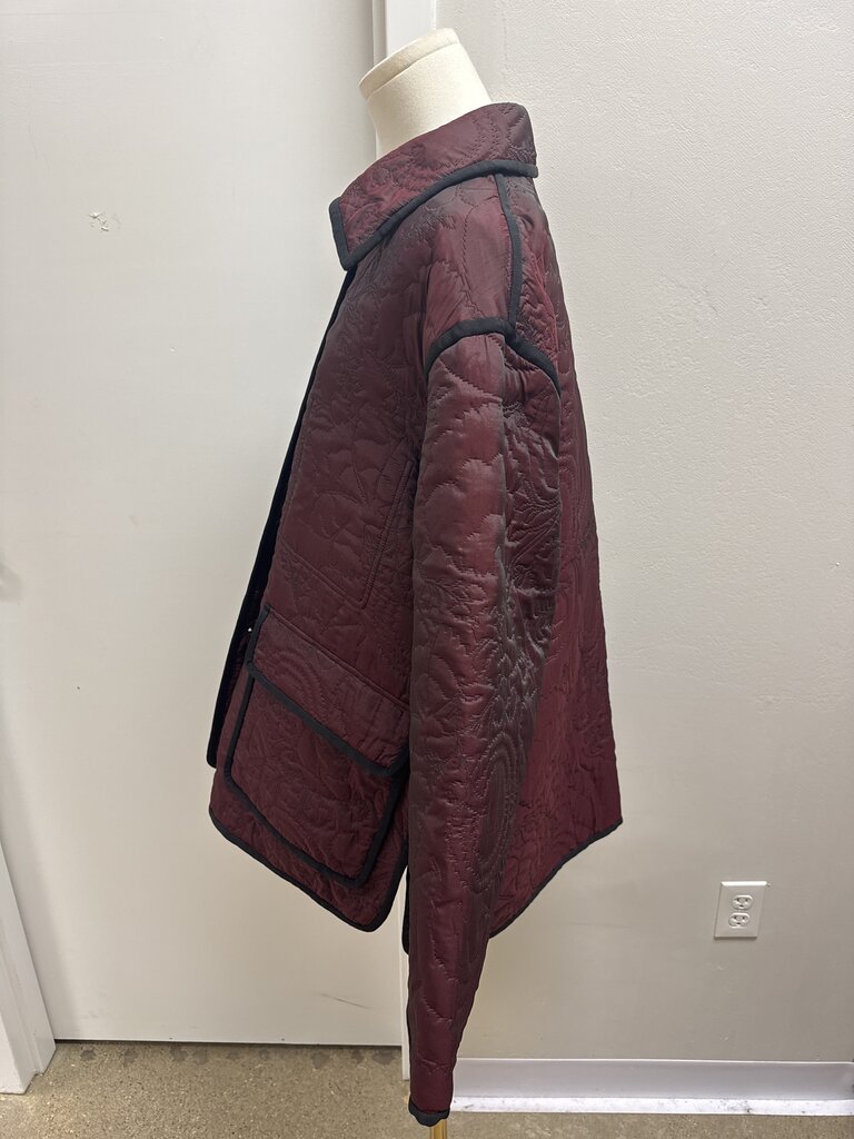 Lafayette 148 Maroon Quilted Barn Jacket