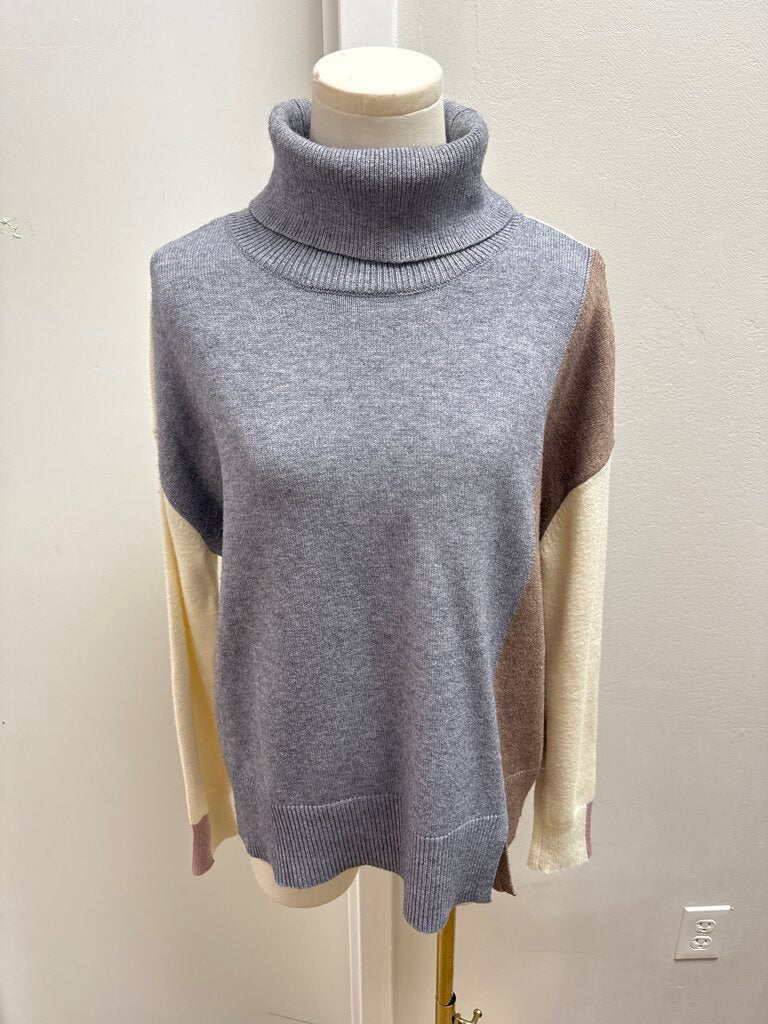 Charlie B Colorblock Turtleneck Sweater