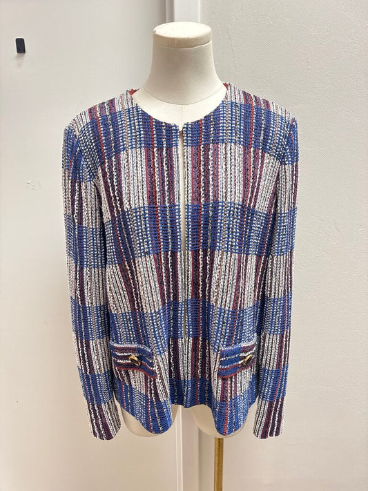 Misook Blue Plaid Tweed Jacket