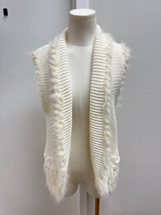 Lilly Pulitzer Ivory Faux Fur Trim Vest