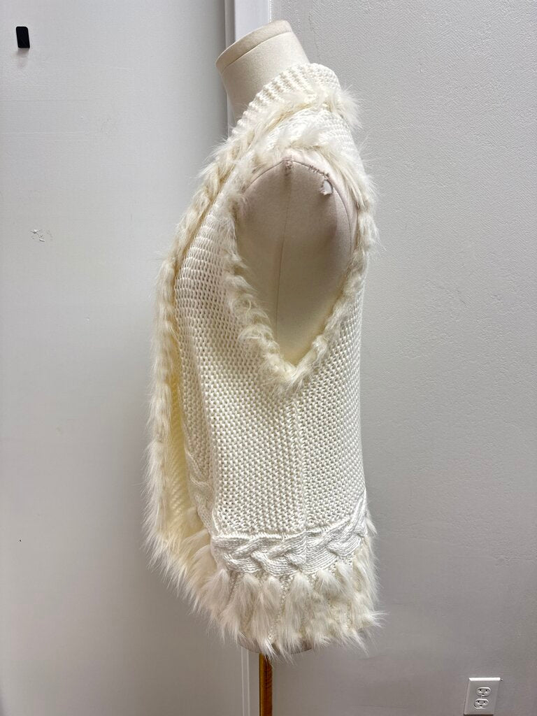 Lilly Pulitzer Ivory Faux Fur Trim Vest