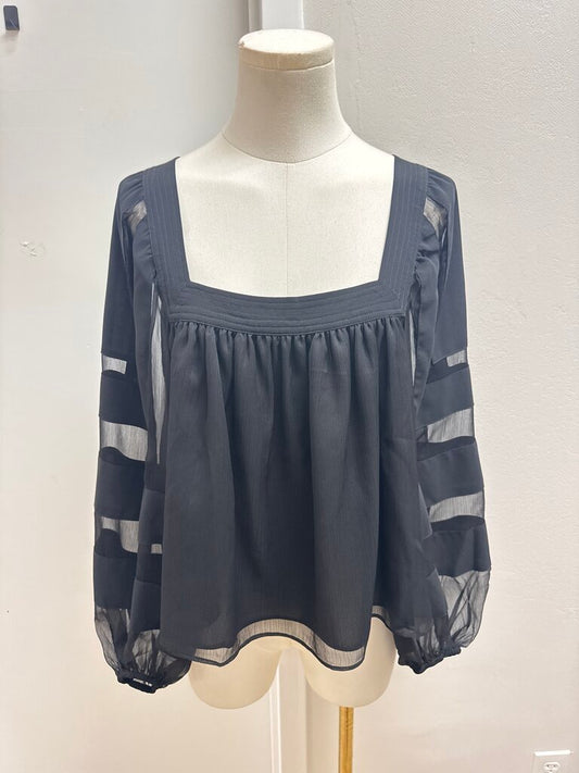 Tuckernuck Black Balloon Sleeve Blouse NWT