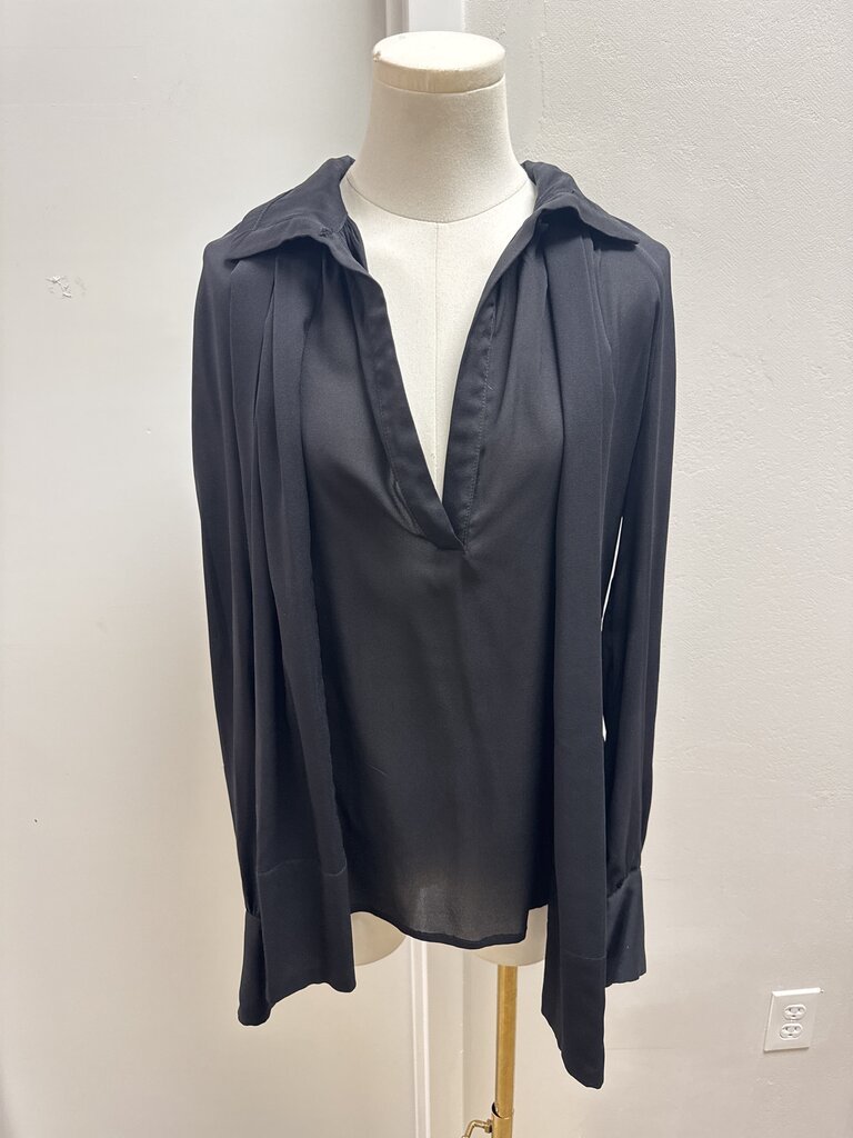 Just Cavalli Black Silk Tie Front Blouse