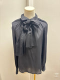 Just Cavalli Black Silk Tie Front Blouse