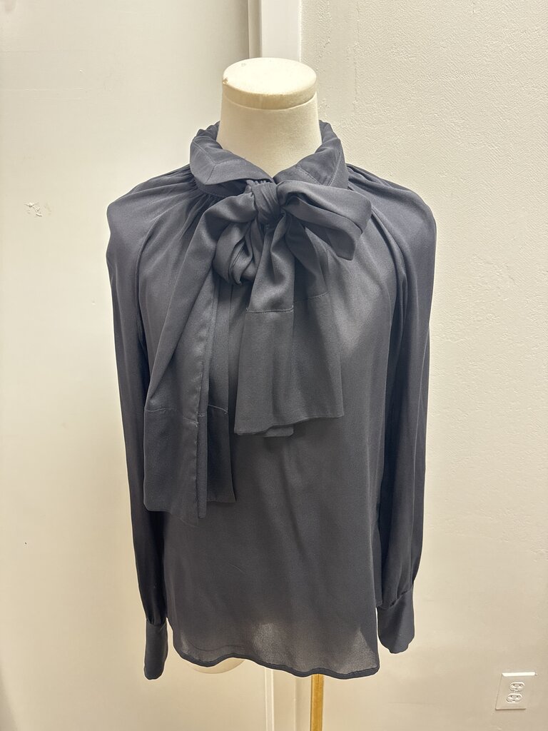 Just Cavalli Black Silk Tie Front Blouse