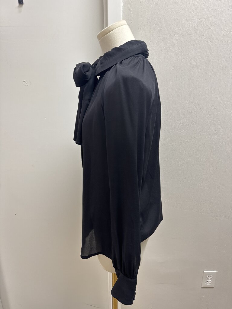 Just Cavalli Black Silk Tie Front Blouse