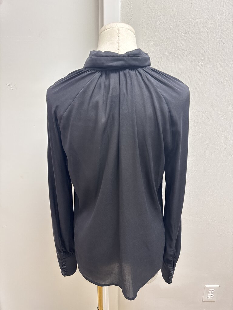 Just Cavalli Black Silk Tie Front Blouse