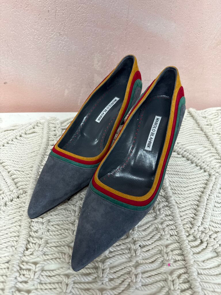 Manolo Grey Multi Suede Pump