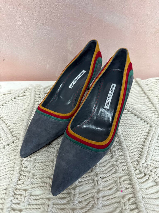 Manolo Grey Multi Suede Pump