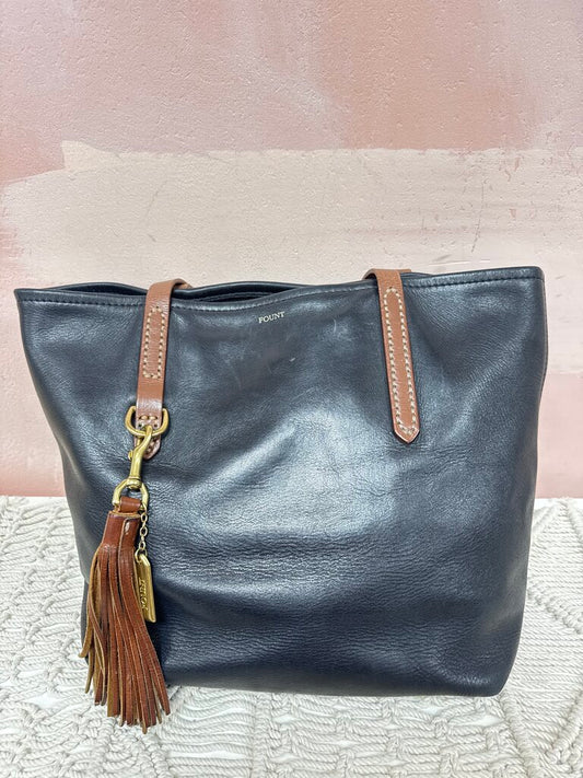 Fount Black Leather Tote