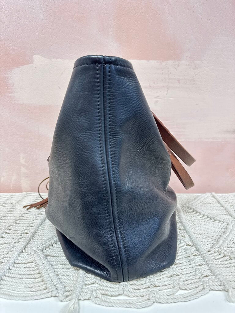 Fount Black Leather Tote